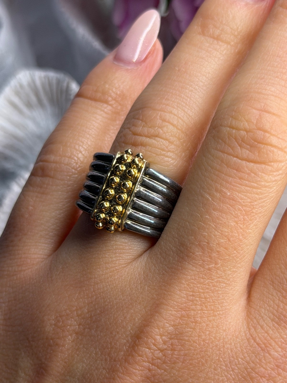 Italy Milor 925 Sterling Silver Gold Plated Part Ring Size 7