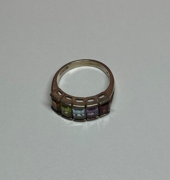 925 Sterling Silver Tourmaline Ring Size 5.5