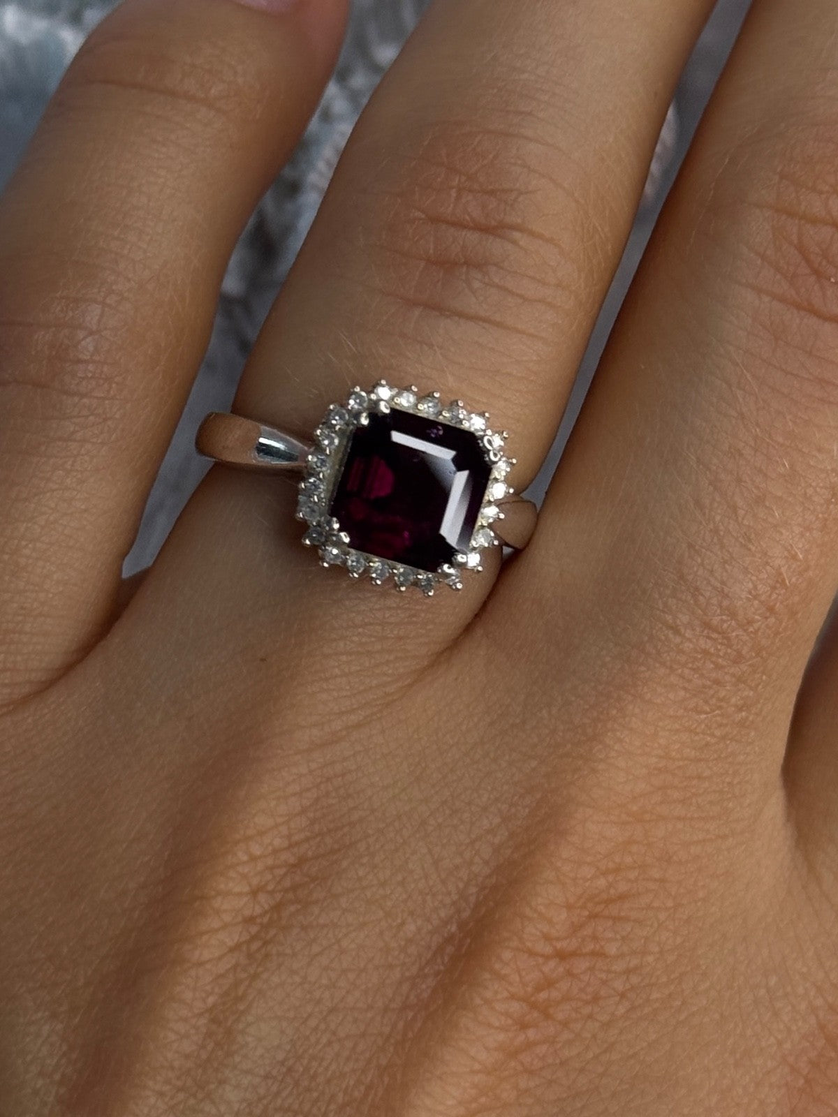 925 Sterling Silver Almandine & Beryl Ring Size 7