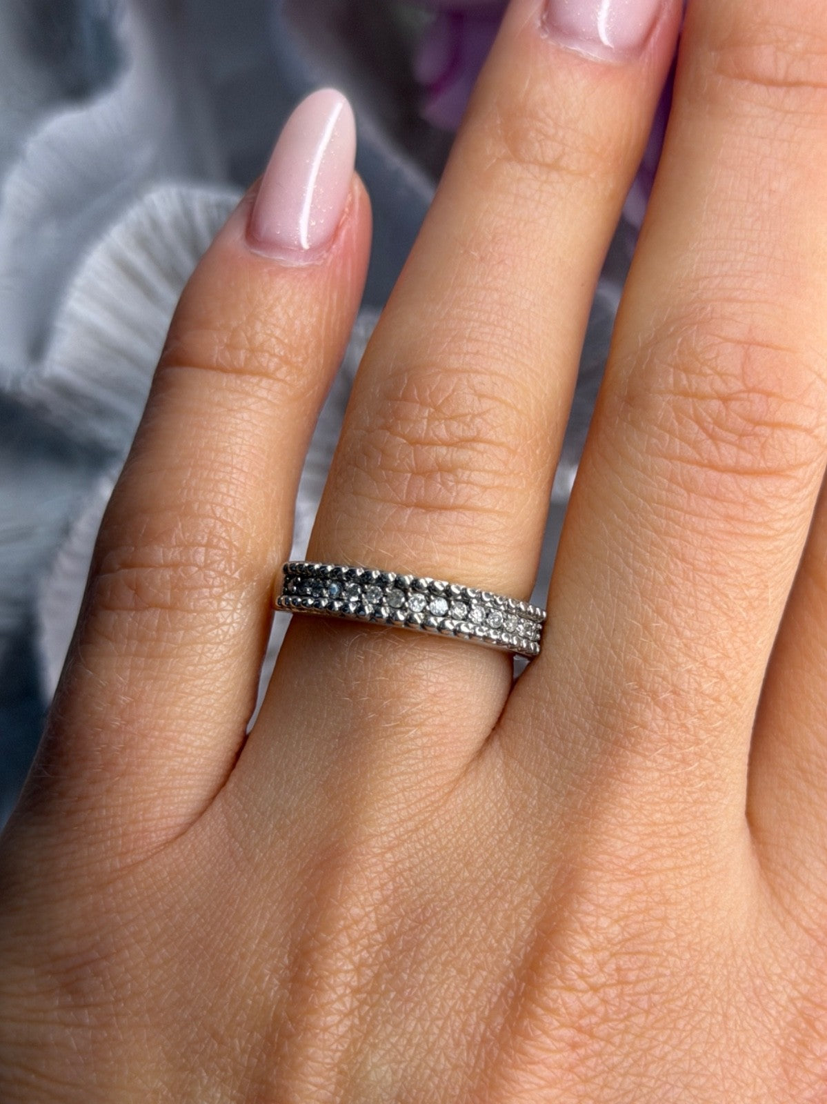 925 Sterling Silver White Spinel Ring Size 7