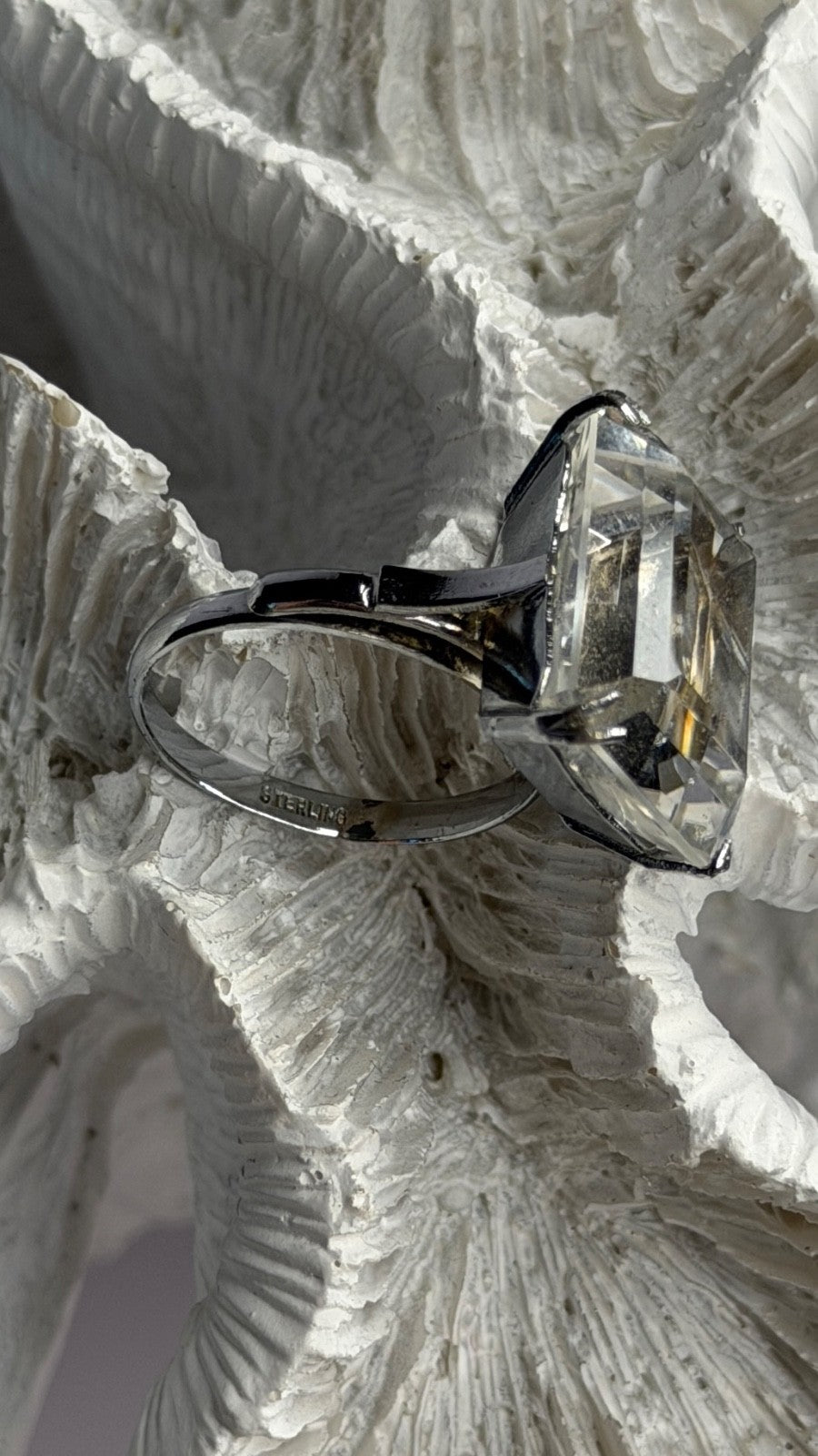 925 Sterling Silver White Tourmaline Ring  (Adjustable)