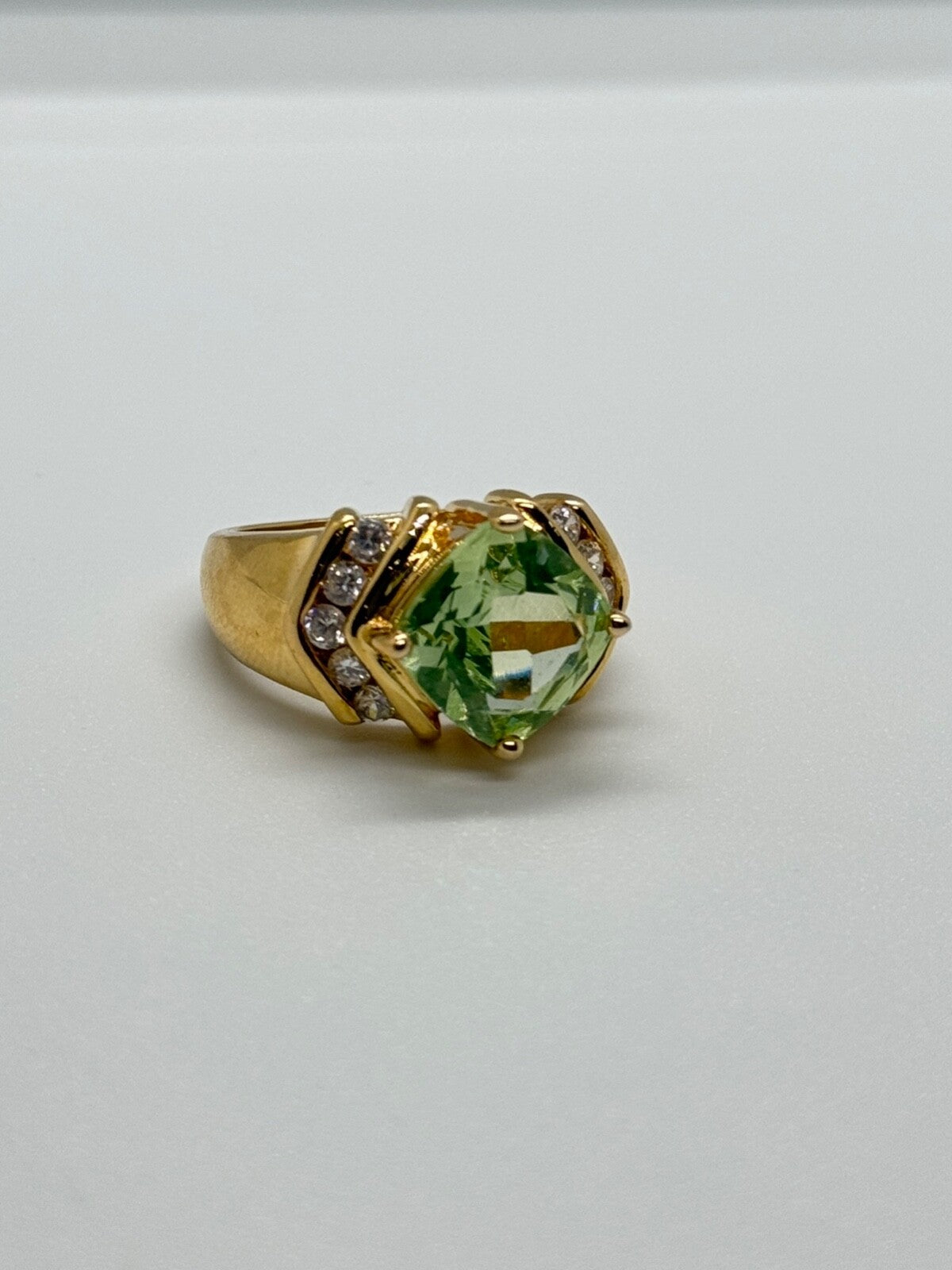 925 Sterling Silver Gold Plated CZ Ring Size 6