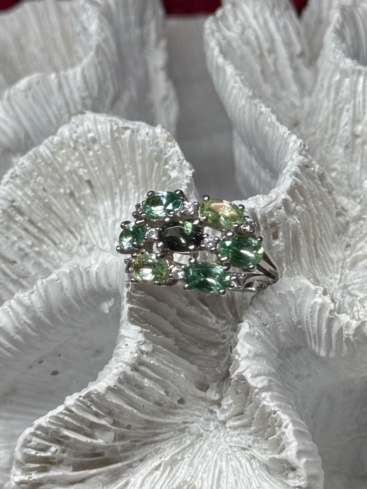 925 Sterling Silver Spinel & CZ Ring Size 6