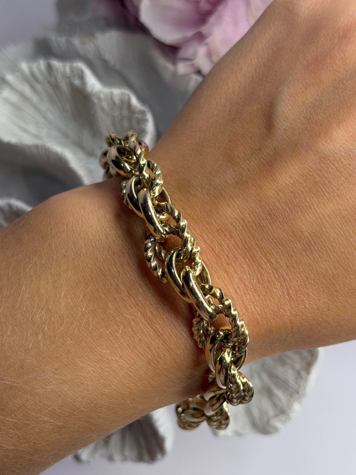 Italy 925 Sterling Silver Gold Plated Bracelet Length 8