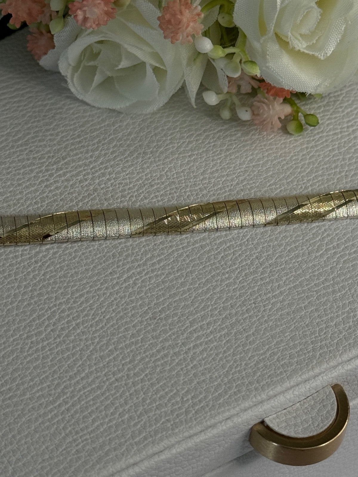 Classy 925 Sterling Silver Italy Gold Plated Part Bracelet Length 7.5 Inch
