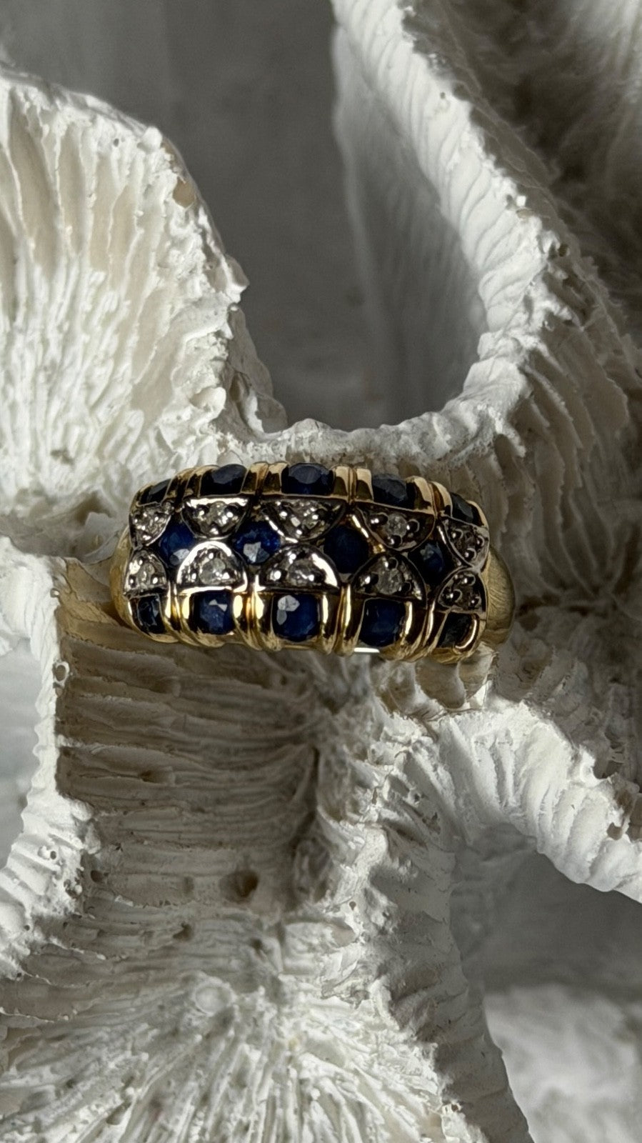 14K Yellow Gold Sapphire 0.84 ct & Diamond 0.15 ct Ring Size 5