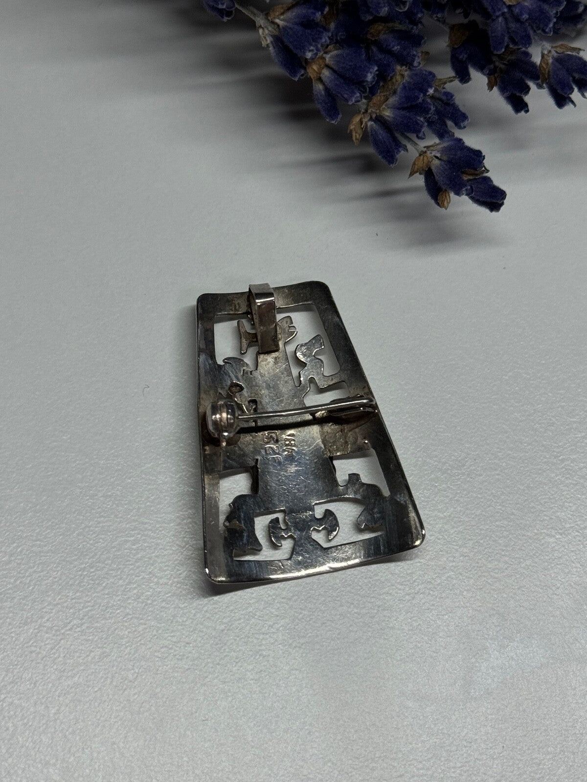 925 Sterling Silver Brooch Length 34 Mm