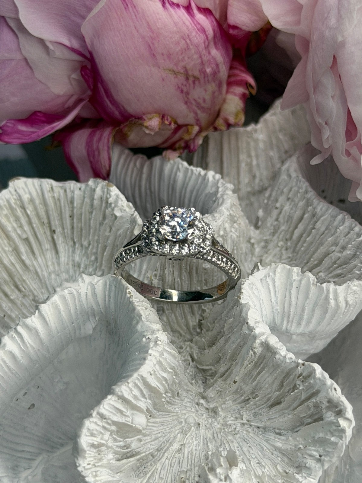 GOC 925 Sterling Silver tcw 1.34 Cz Ring Size 7