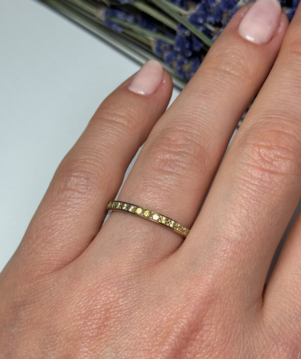 925 Sterling Silver Gold Plated CZ Ring Size 6.5