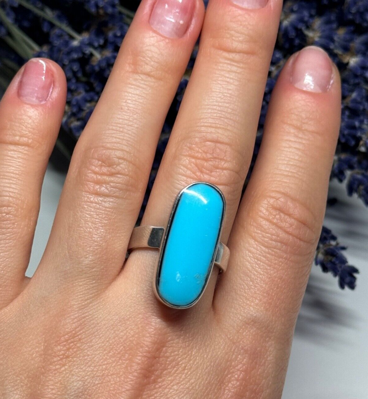 925 Sterling Silver Larimar Ring Size 8