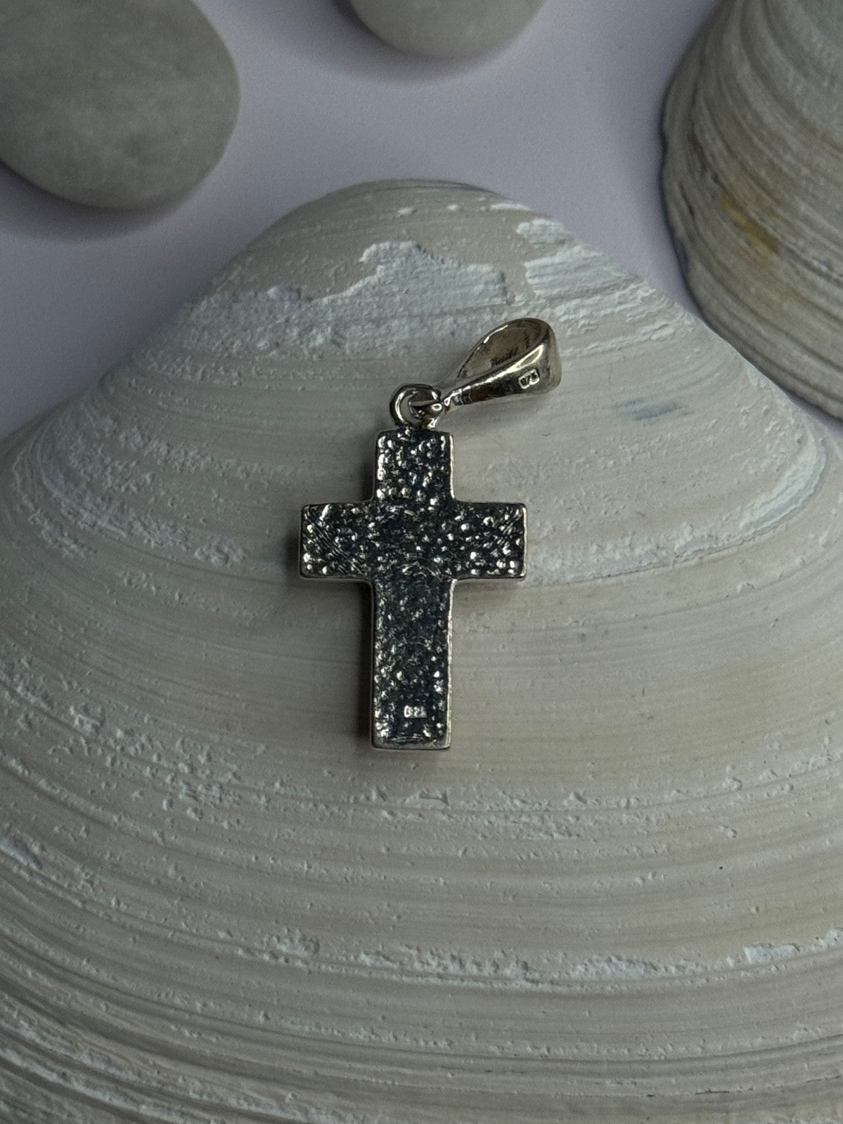 925 Sterling Silver Amber Cross Pendant Length 1.50 Inch