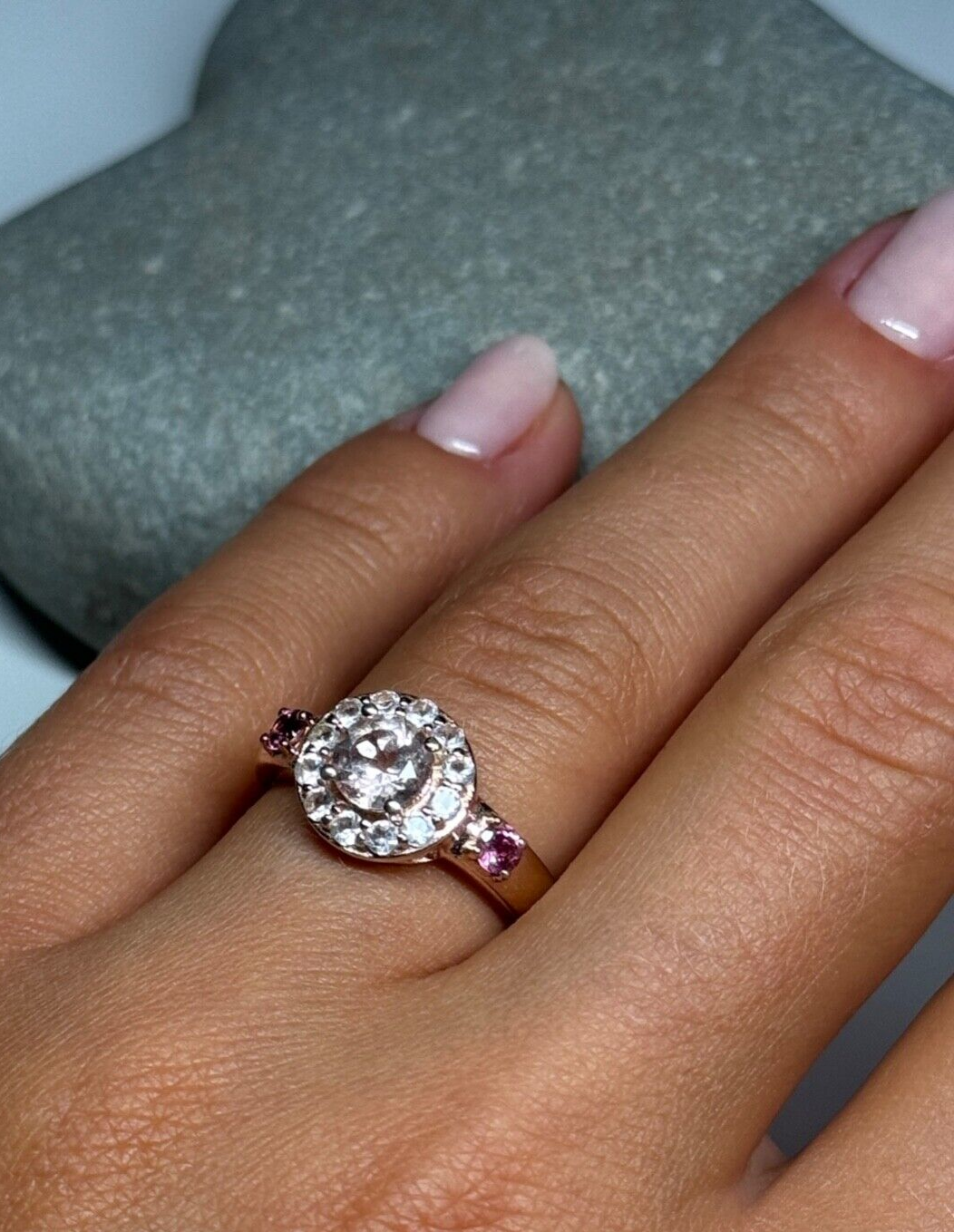 925 Sterling Silver Gold Plated Spinel Ring Size 7