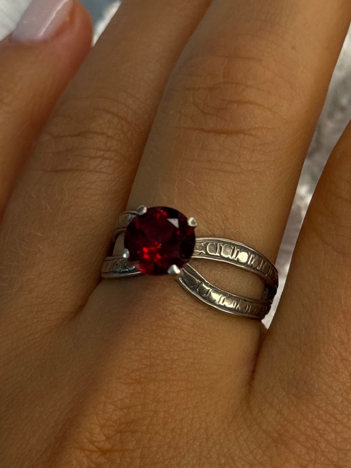 Vintage 925 Sterling Silver Ruby Ring Size 9.5