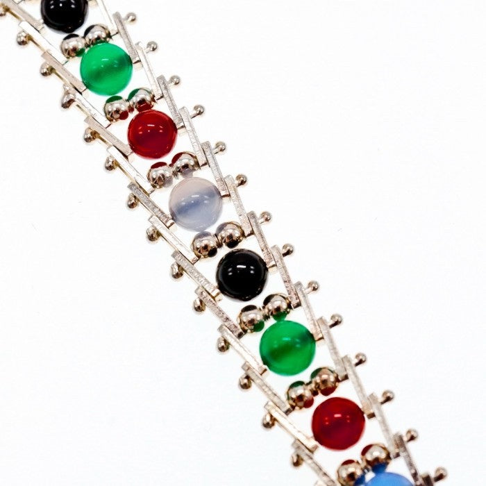 925 Sterling Silver Italy Milor Multicolor Agate Necklace Length 17 Inch