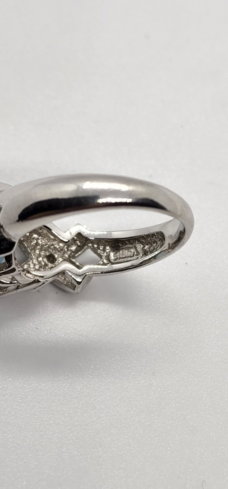925 Sterling Silver With Topaz & Diamonds Ring Size 7