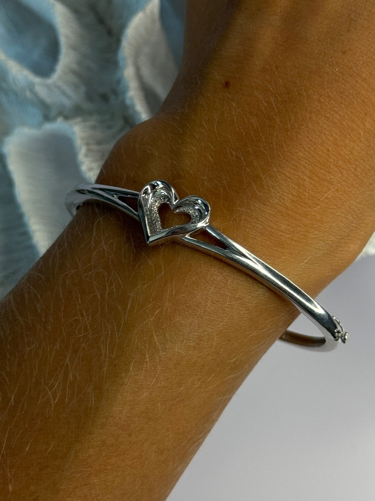 925 Sterling Silver NDI Diamond Heart Bracelet