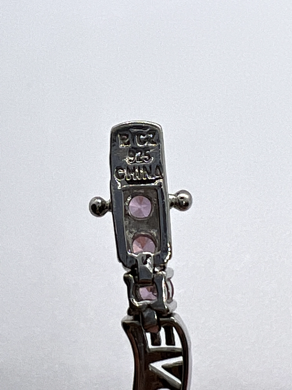 925 Sterling Silver Pink CZ "Love" Bracelet