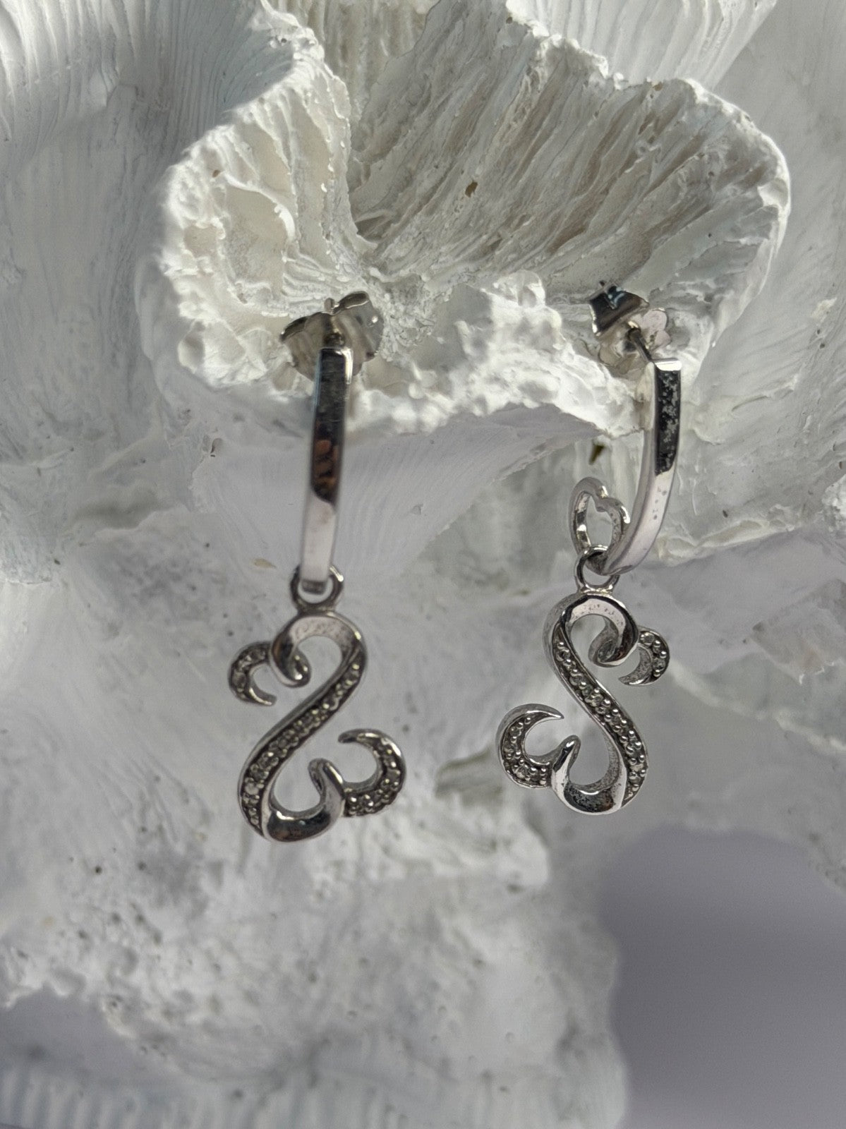 Jwbr 925 Sterling Silver Diamonds Open Heart Collection Earrings