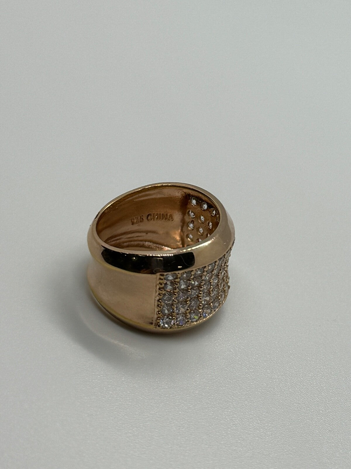 925 Sterling Silver Gold Plated & CZ Ring Size 7