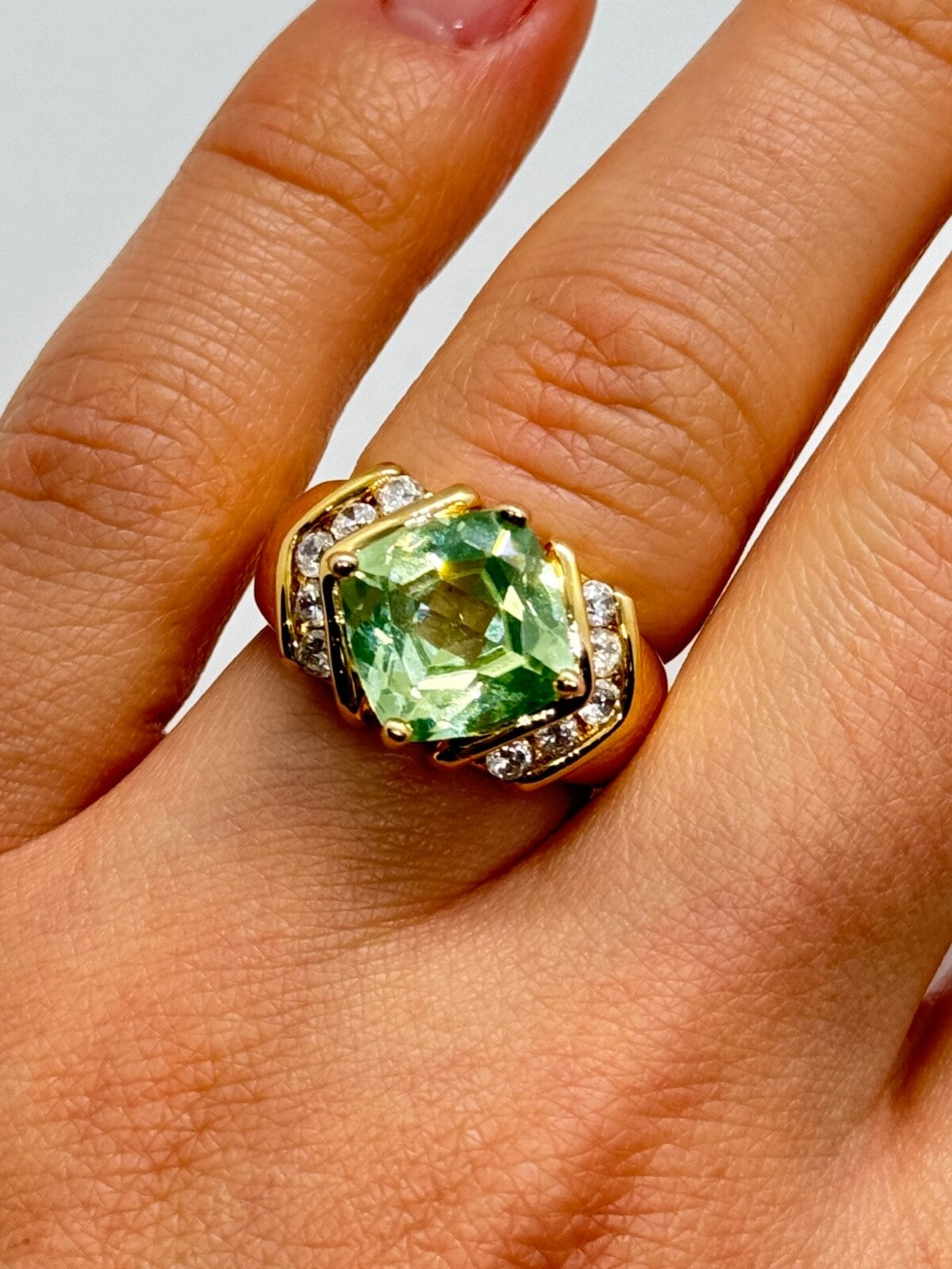 925 Sterling Silver Gold Plated CZ Ring Size 6