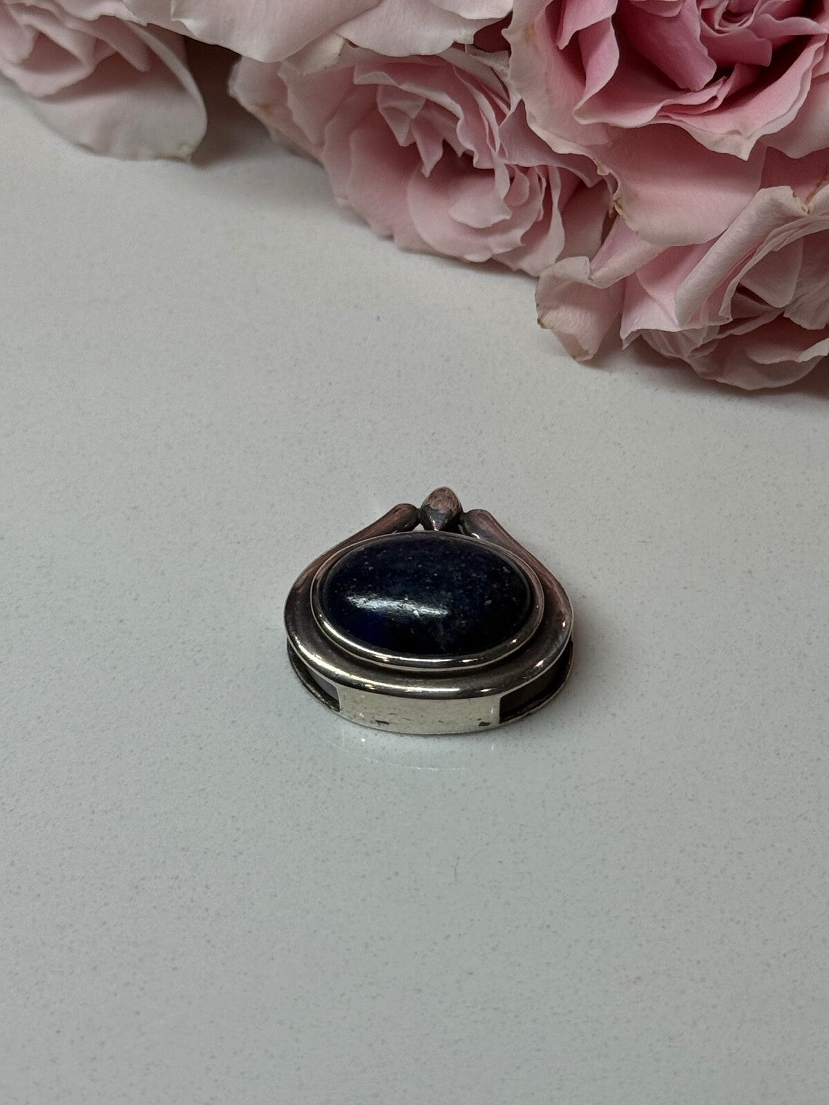 925 Sterling Silver Pendant Sodalite Length 0.9 In