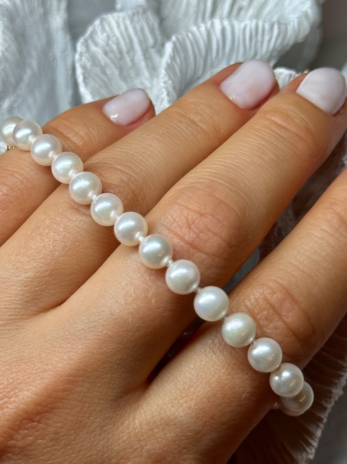 14K Yellow Gold Clasp Fresh Water Pearl Bracelet 7 Inch