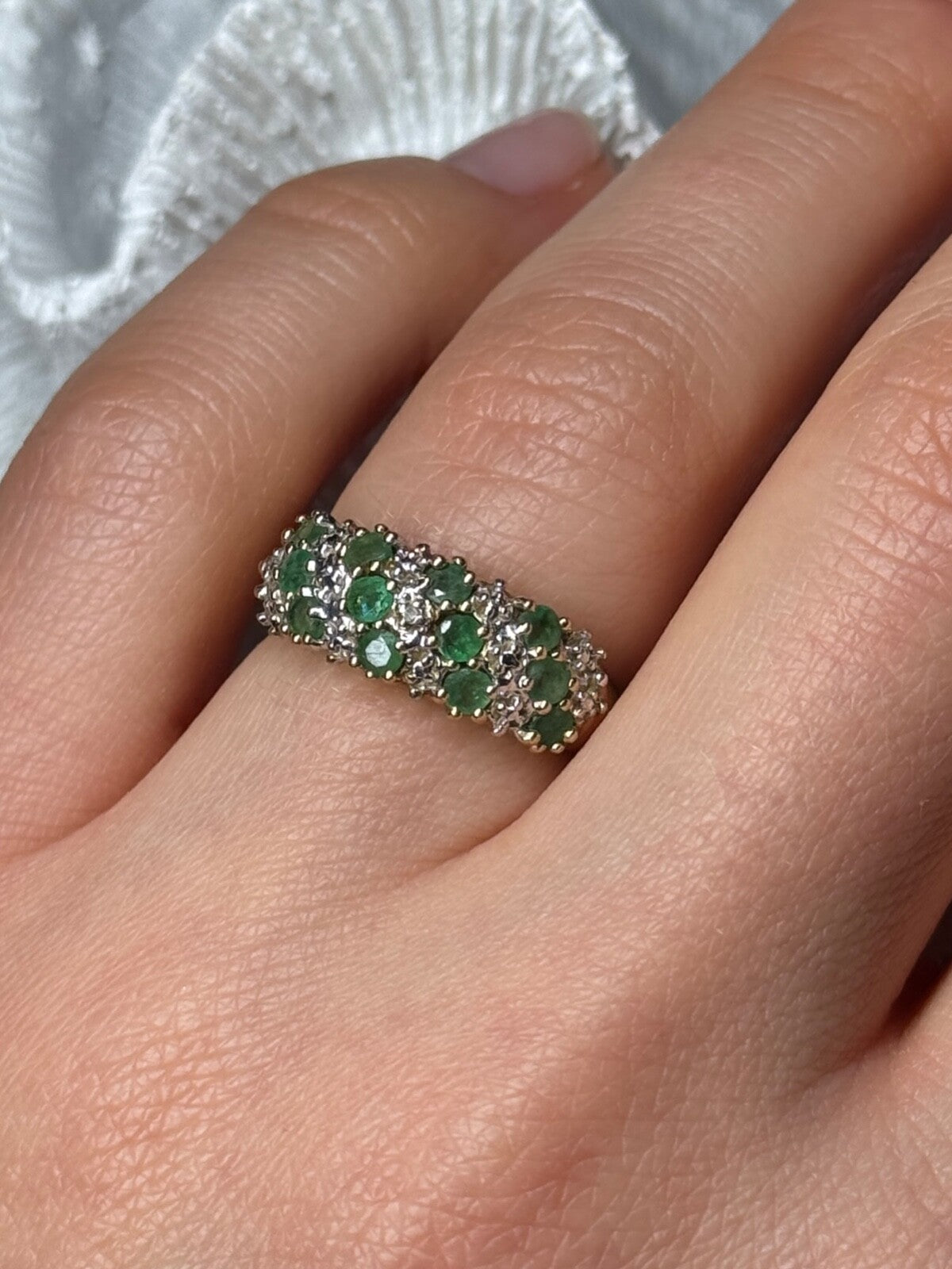 10K Yellow Gold Ring Emerald & Diamond Size 6