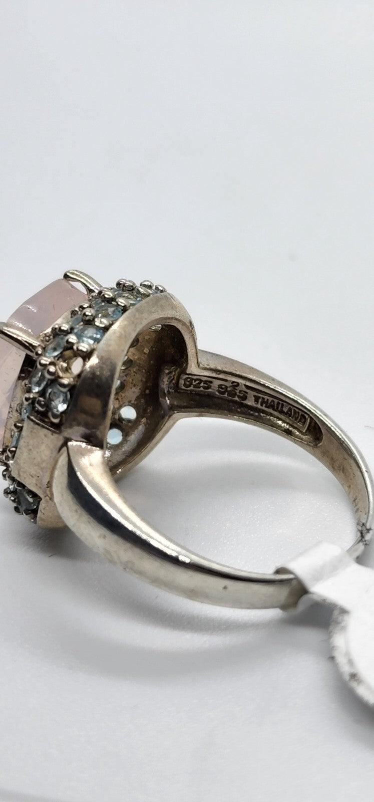 925 Sterling Silver Quartz & Zircon Ring Size 8