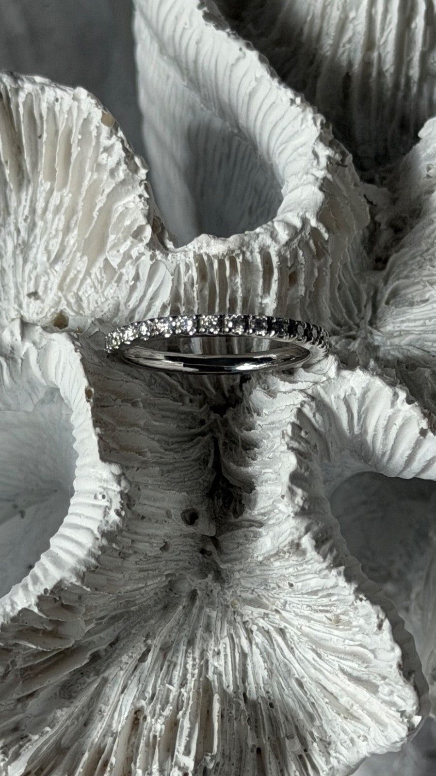 14K White Gold Custom Diamond 0.58 ct Ring Size 6
