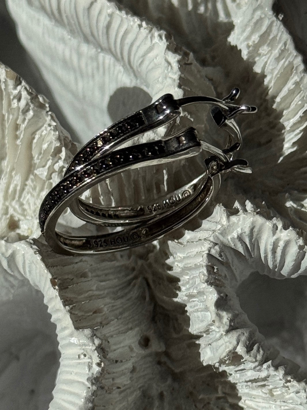 925 Sterling Silver Onyx Hoop Earrings