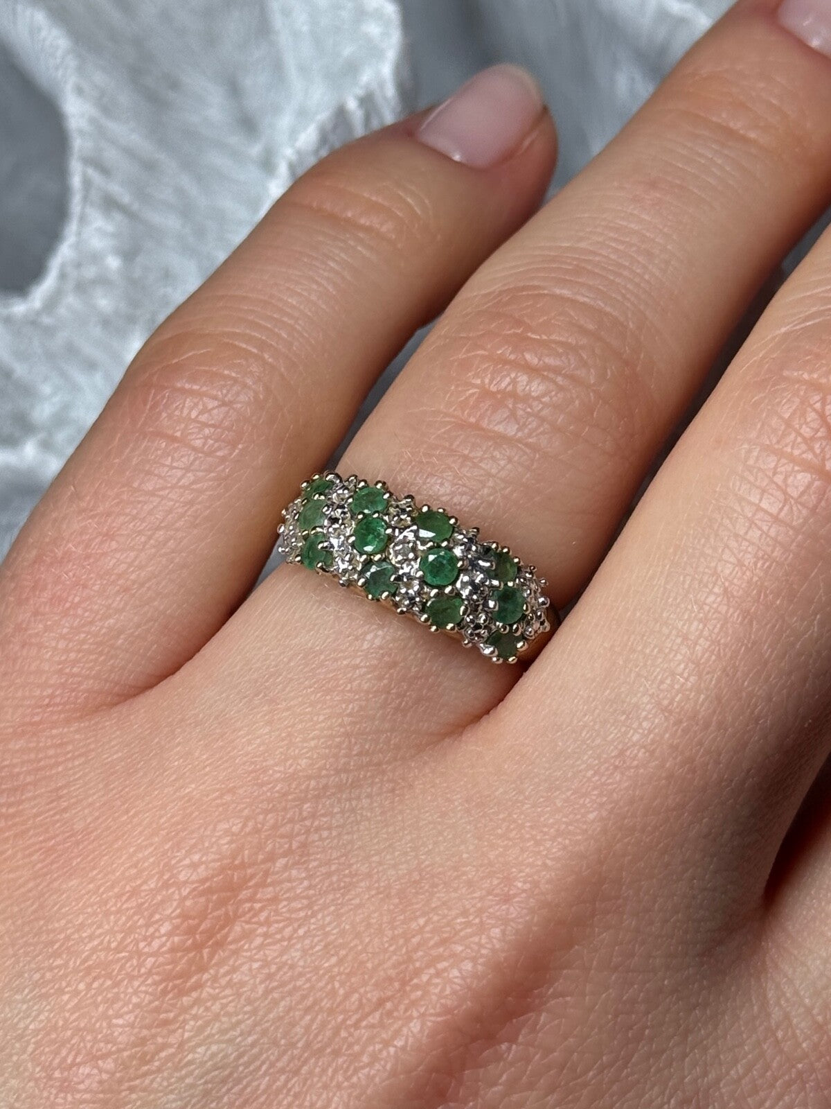 10K Yellow Gold Ring Emerald & Diamond Size 6