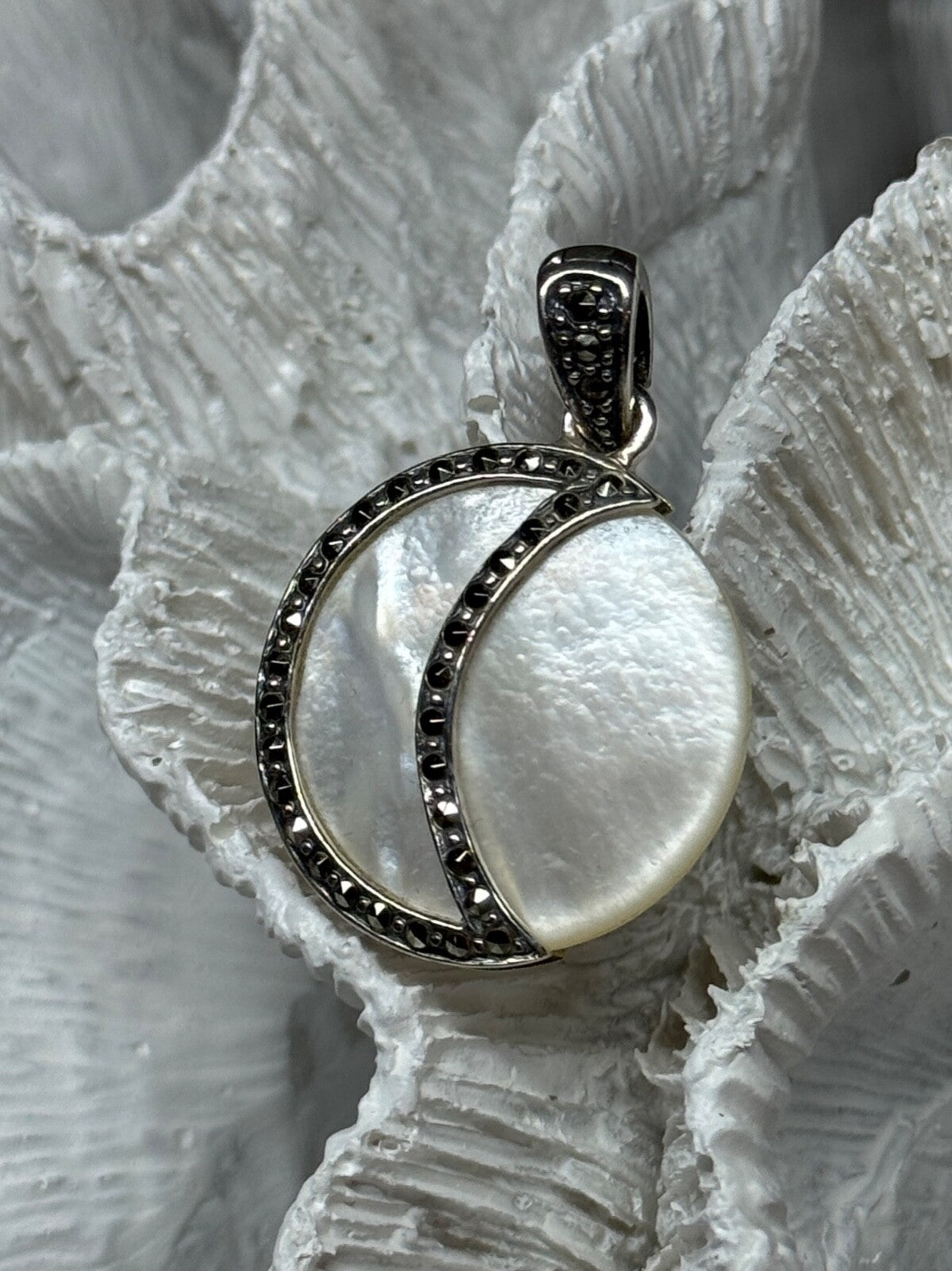 925 Sterling Silver Abalone Pendant Length 1.4 In