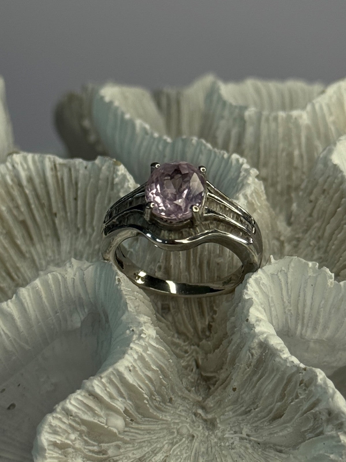 925 Sterling Silver Morganite & Beryl Ring Size 8
