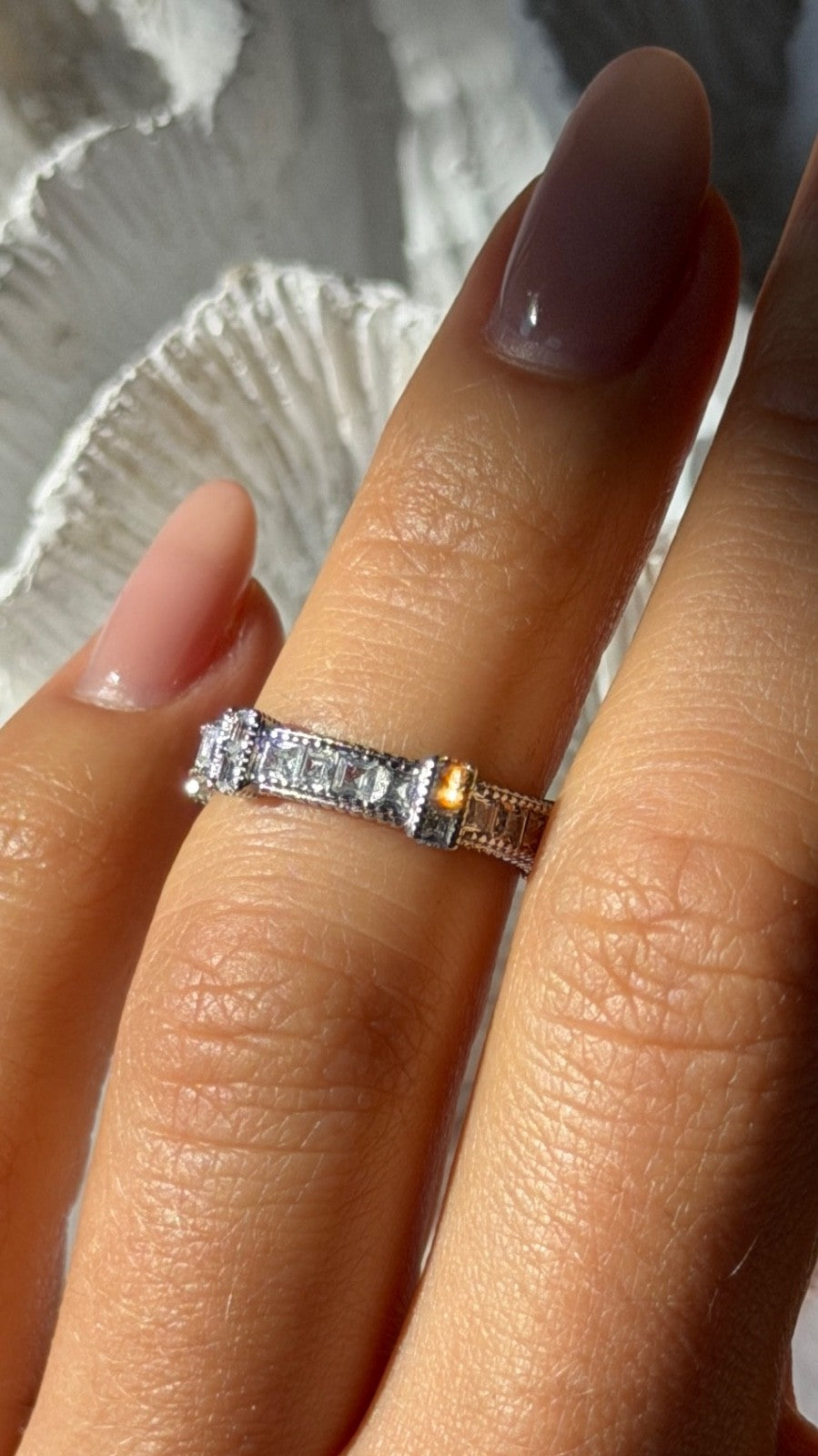 925 Sterling Silver Cz Band Ring Size 5