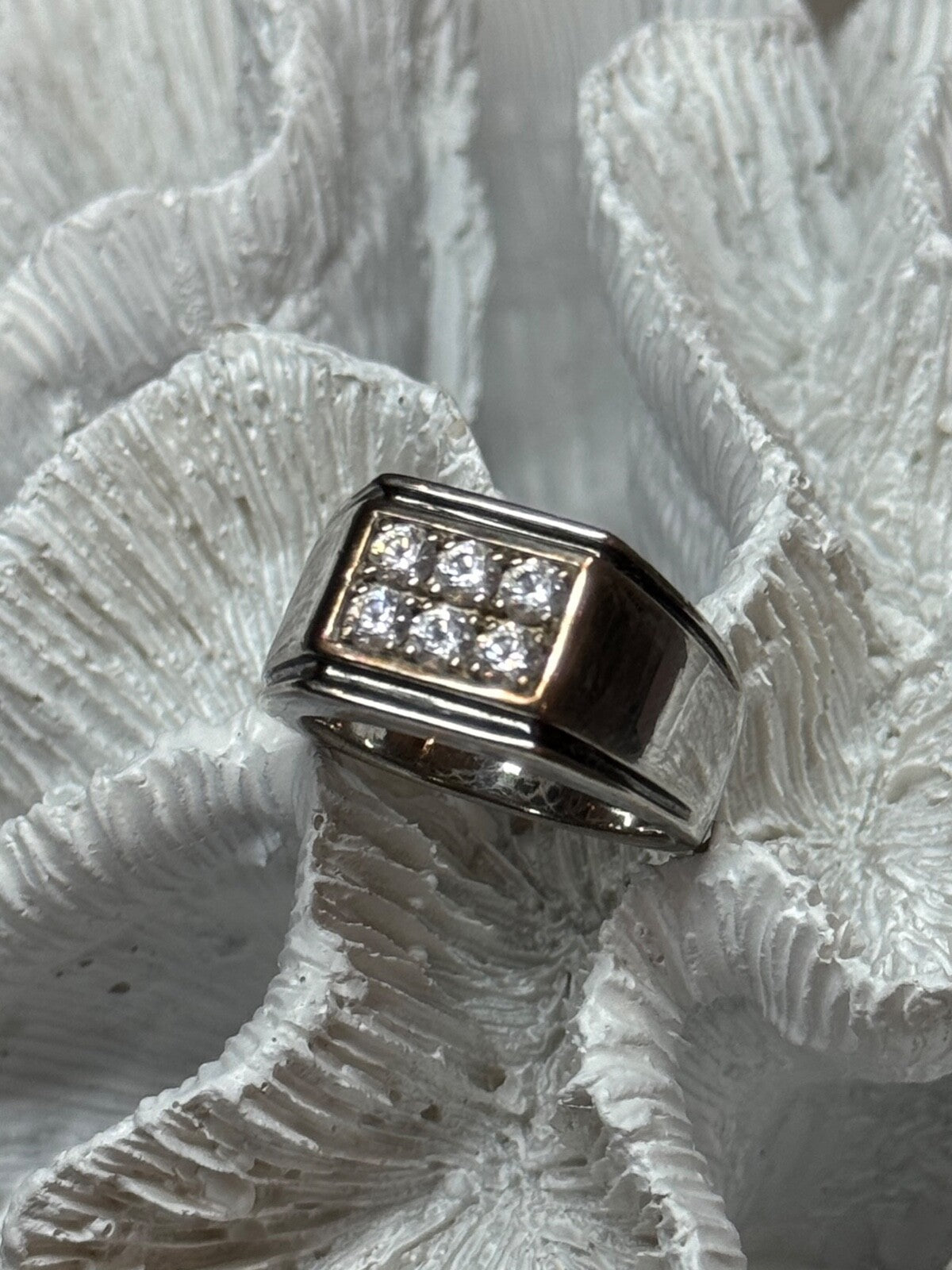 925 Sterling Silver CZ Men'S Ring Size 9.5