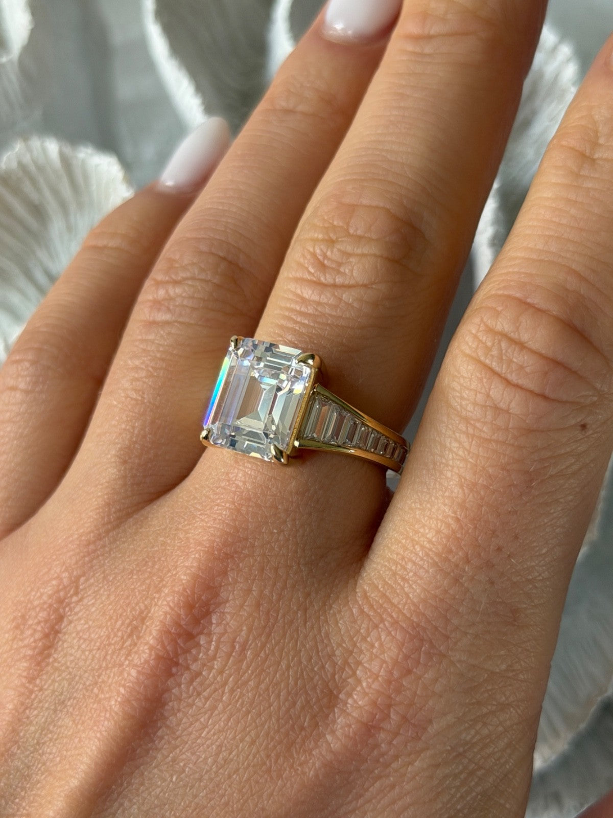 925 Sterling Silver Gold Plated Cz Ring Size 8