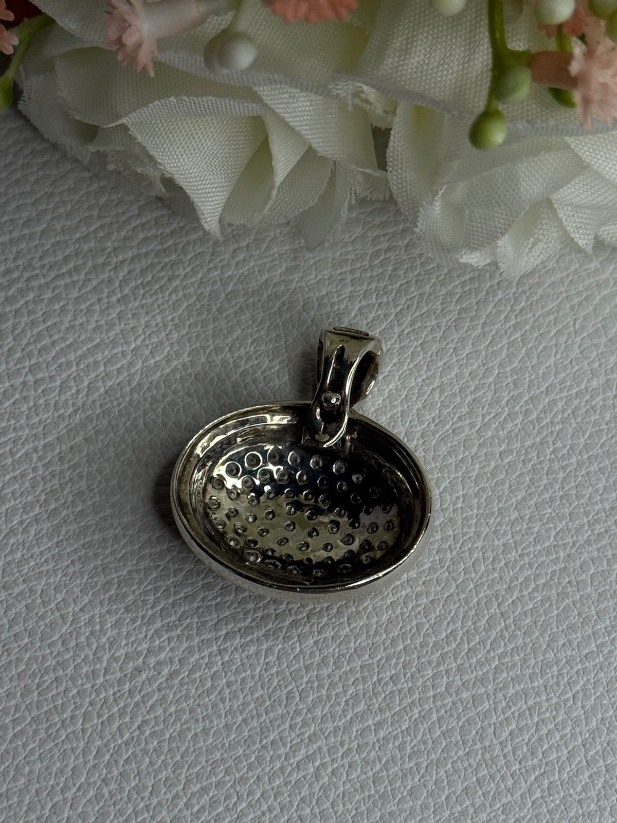 Elegant 925 Sterling Silver Citrine & Marcasite Pendant Length 1.10 Inch