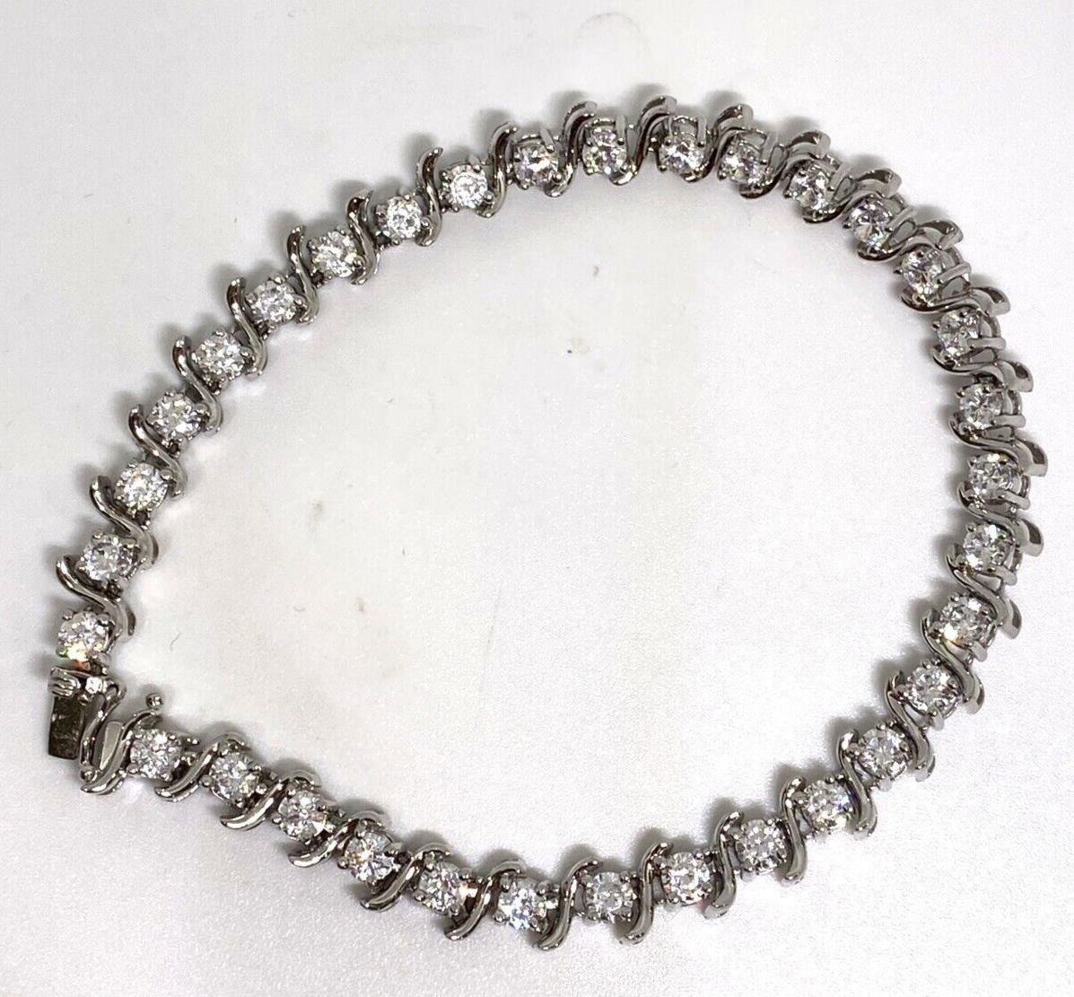 925 Sterling Silver CZ Bracelet 7.7 in