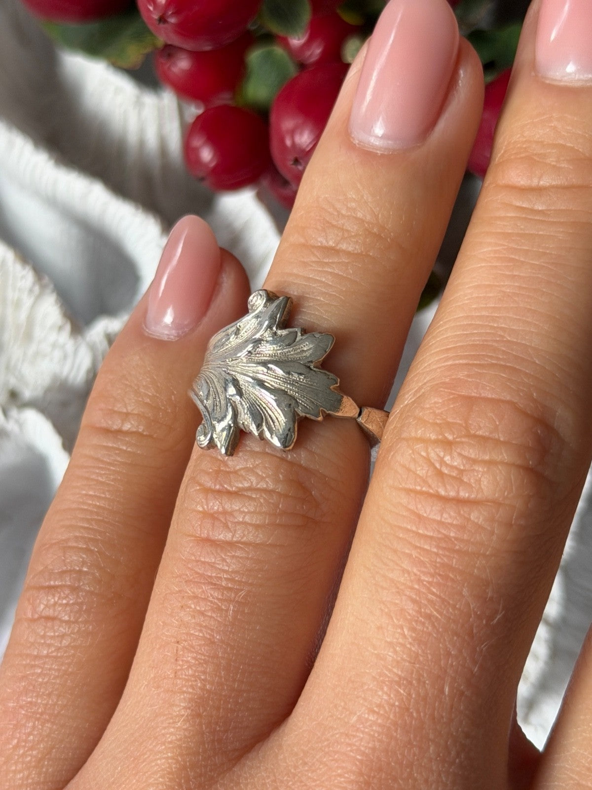 Acanthus Italian 925 Sterling Silver Ring With Brushed Finish Size 5