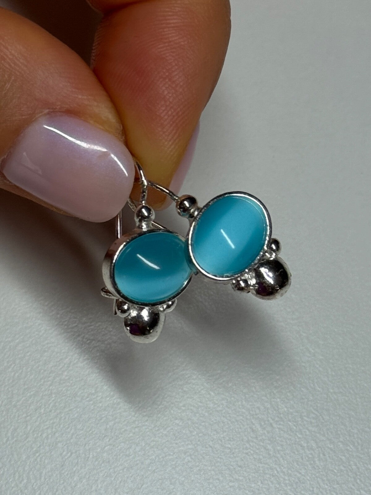 925 Sterling Silver Moon Stone Earrings Length 22 Mm