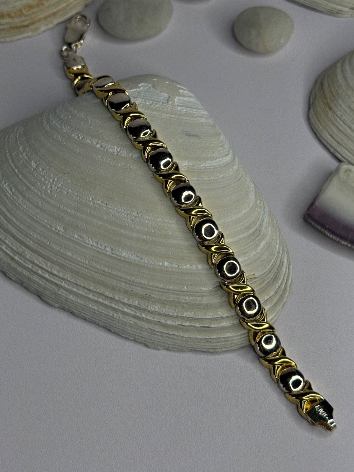 Italy 925 Sterling Silver & Gold Plated Bracelet Length 7