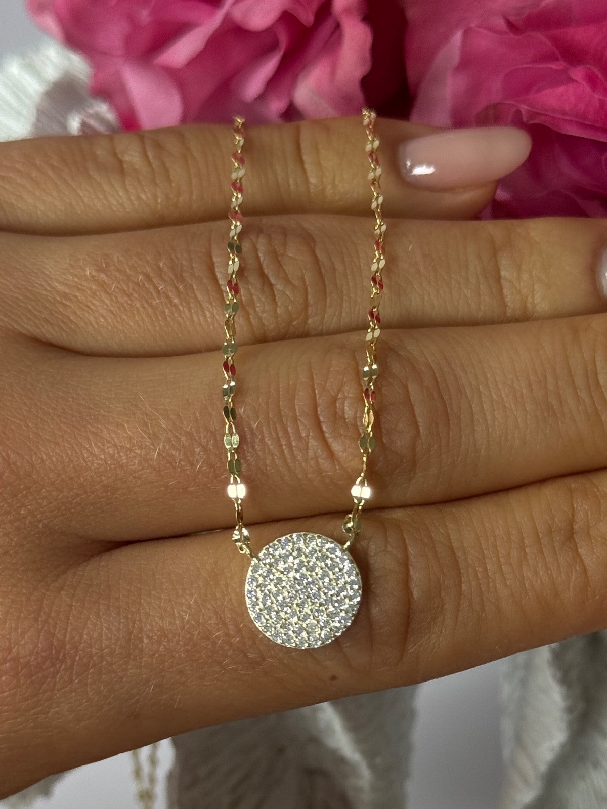 925 Sterling Silver Gold Plated Cz Necklace Length 16/18 inch