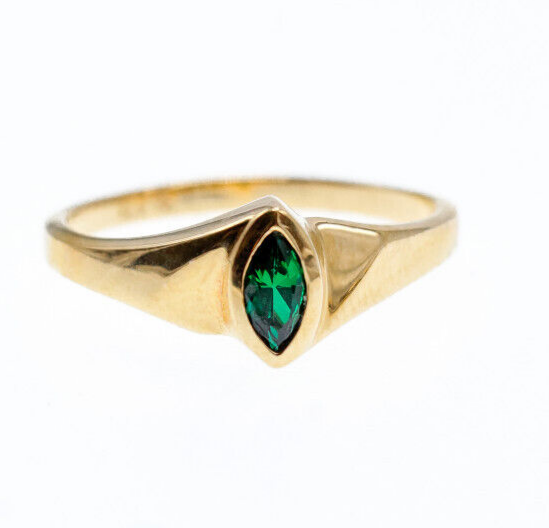14K Yellow Gold Emerald Ring Size 10.5