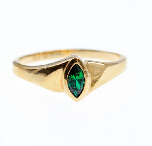 14K Yellow Gold Emerald Ring Size 10.5