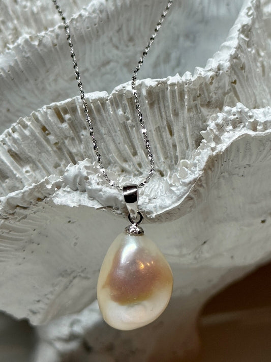 925 Sterling Silver Fresh Water Necklace Length 18 Inch