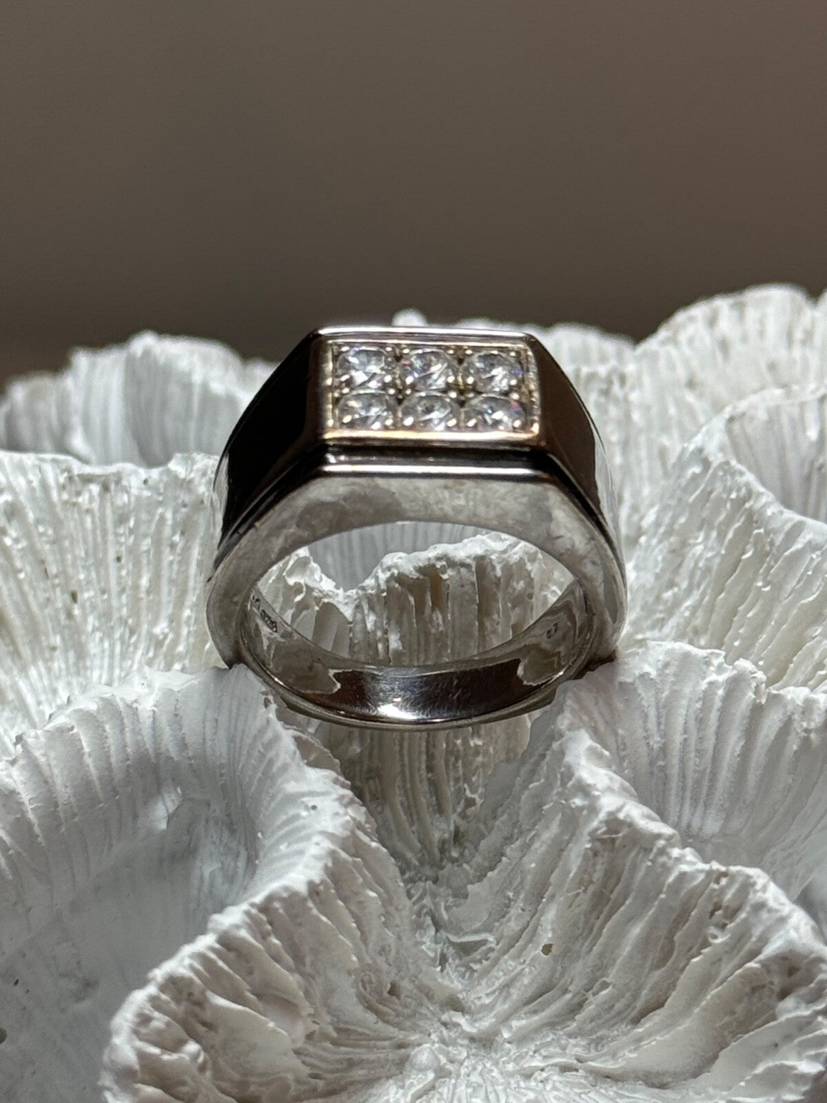 925 Sterling Silver CZ Men'S Ring Size 9.5