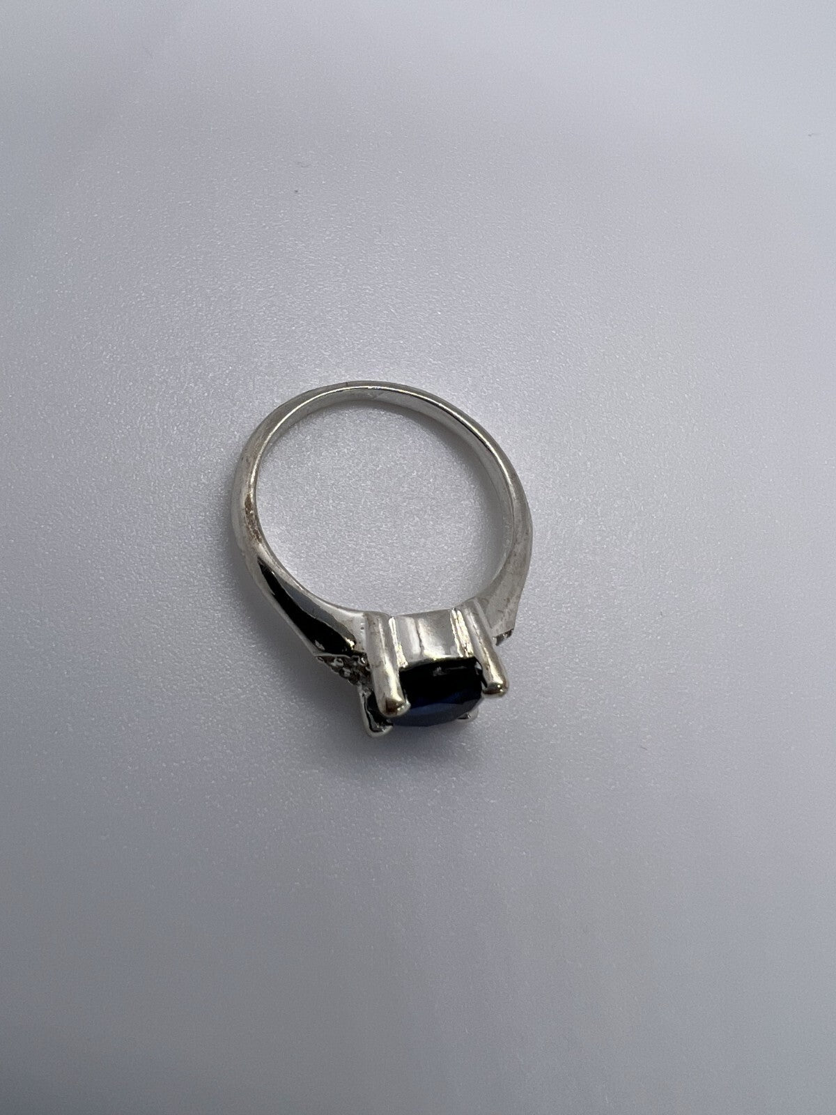 925 Sterling Silver Sapphire & Goshenite Ring – Size 7 Elegant Jewelry