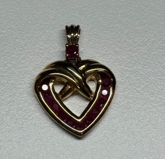 925 Sterling Silver Gold Plated Spinel Heart Pendant