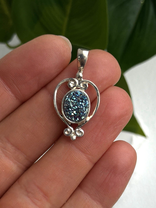 Sajen 925 Sterling Silver Blue Marcasite Artisan Pendant