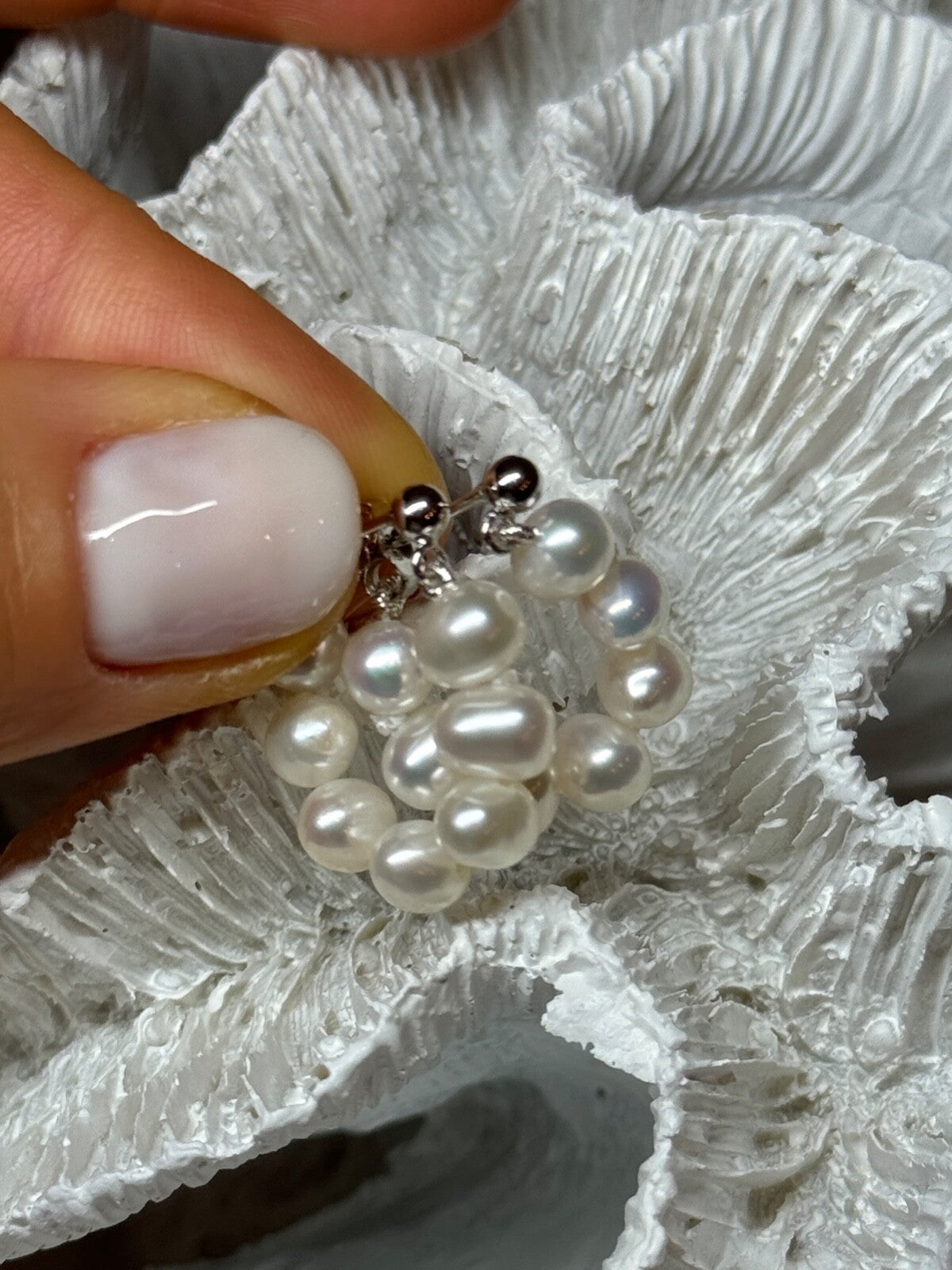925 Sterling Silver Fresh Water Pearl Earrings Length 0.8 Inch
